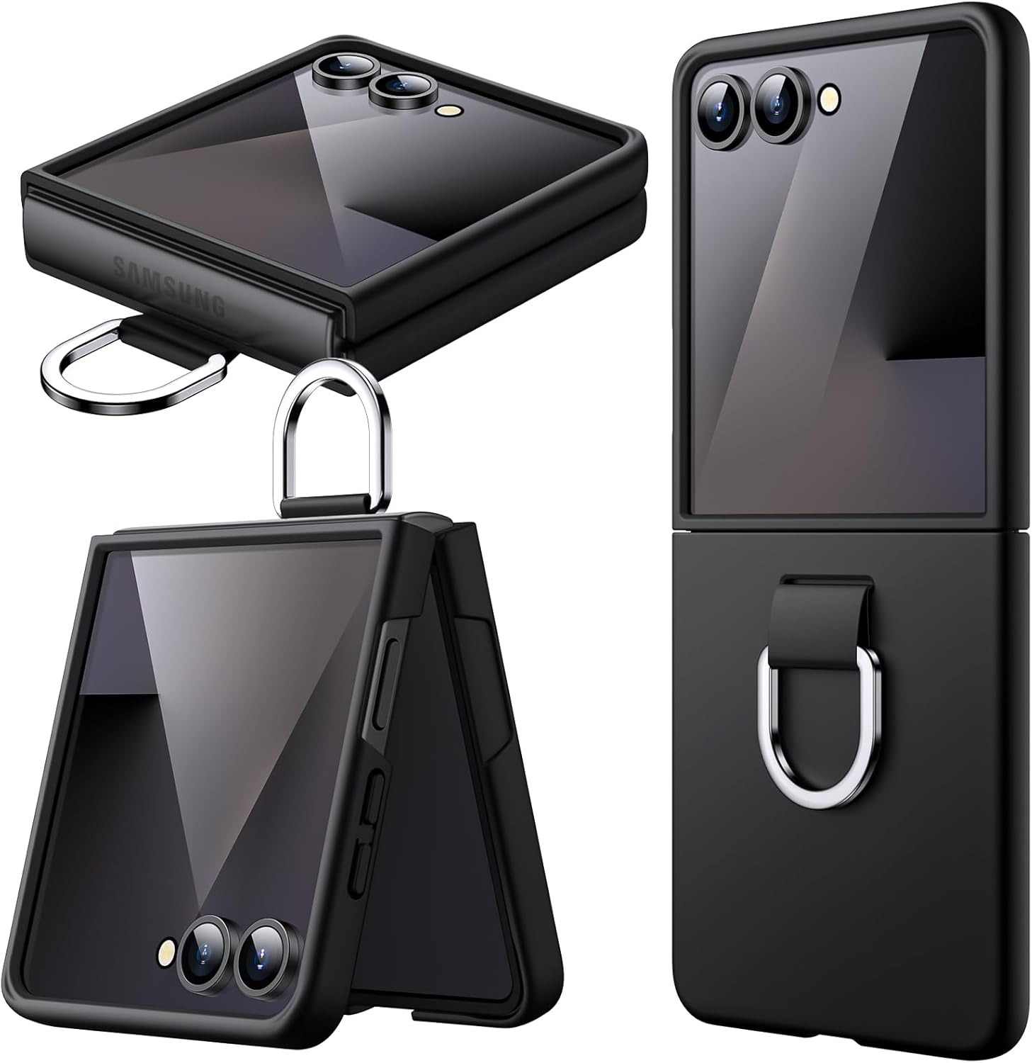 Jetech Case for Samsung Galaxy Z Flip 7 2025 with Ring, Hard PC Slim Shockproof Anti-Scratch Protective Phone Cover (Coralred)