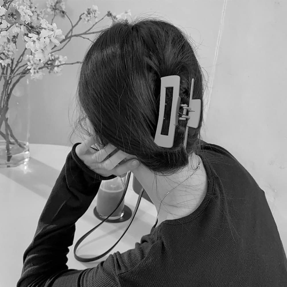 Square Claw Clip Hair Clips for Women.Non-Slip Matte Large Claw Clips for Thick Hair,Medium Hair Claw Clips for Thin Hair,Hair Claws Jaw Clips for Hair(1Ct Rectangular Clips for Hair,Black Hair Clip) - 1Ct Flower, Pink image number 3