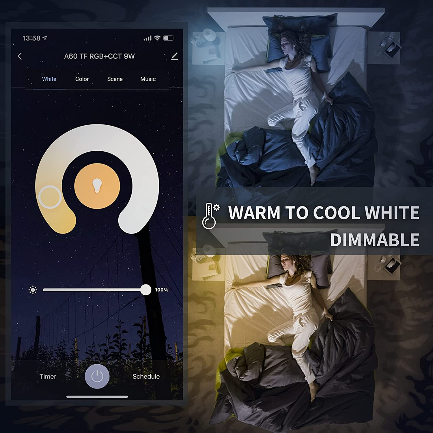 Smart Spotlight FRESHIN GU10 RGBCW Wifi LED Downlight Multicolor Lights Dimmable Changing 2.4Ghz Only, Compatible with Alexa, Google Home, No Hub Required (4) image number 4