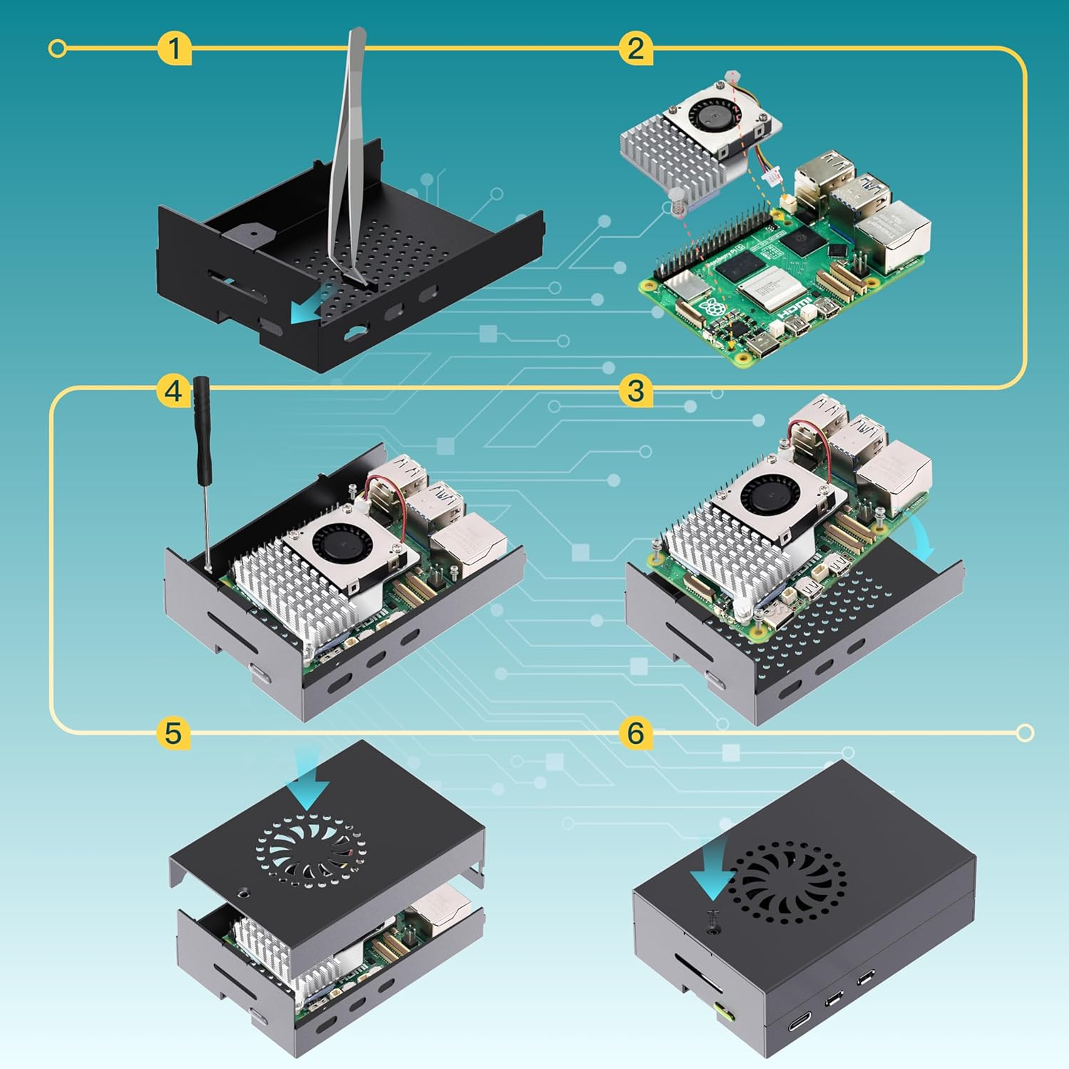 Irasptek Starter Kit for Raspberry Pi 5 RAM 4GB-64GB Edition of Os-Bookworm Pre-Loaded(Aluminum Case) image number 1