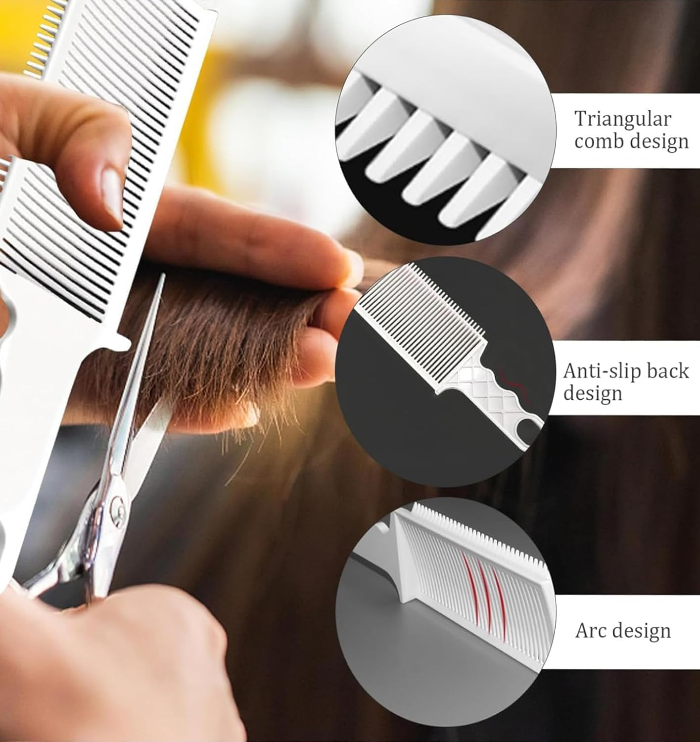 3 Pcs Fade Combs, Professional Hair Cutting Comb for Men Salon Hairdresser Styling Tools, Heat Resistant Clipper Comb Blending Flat Top Comb Positioning Curved Flat Top image number 3