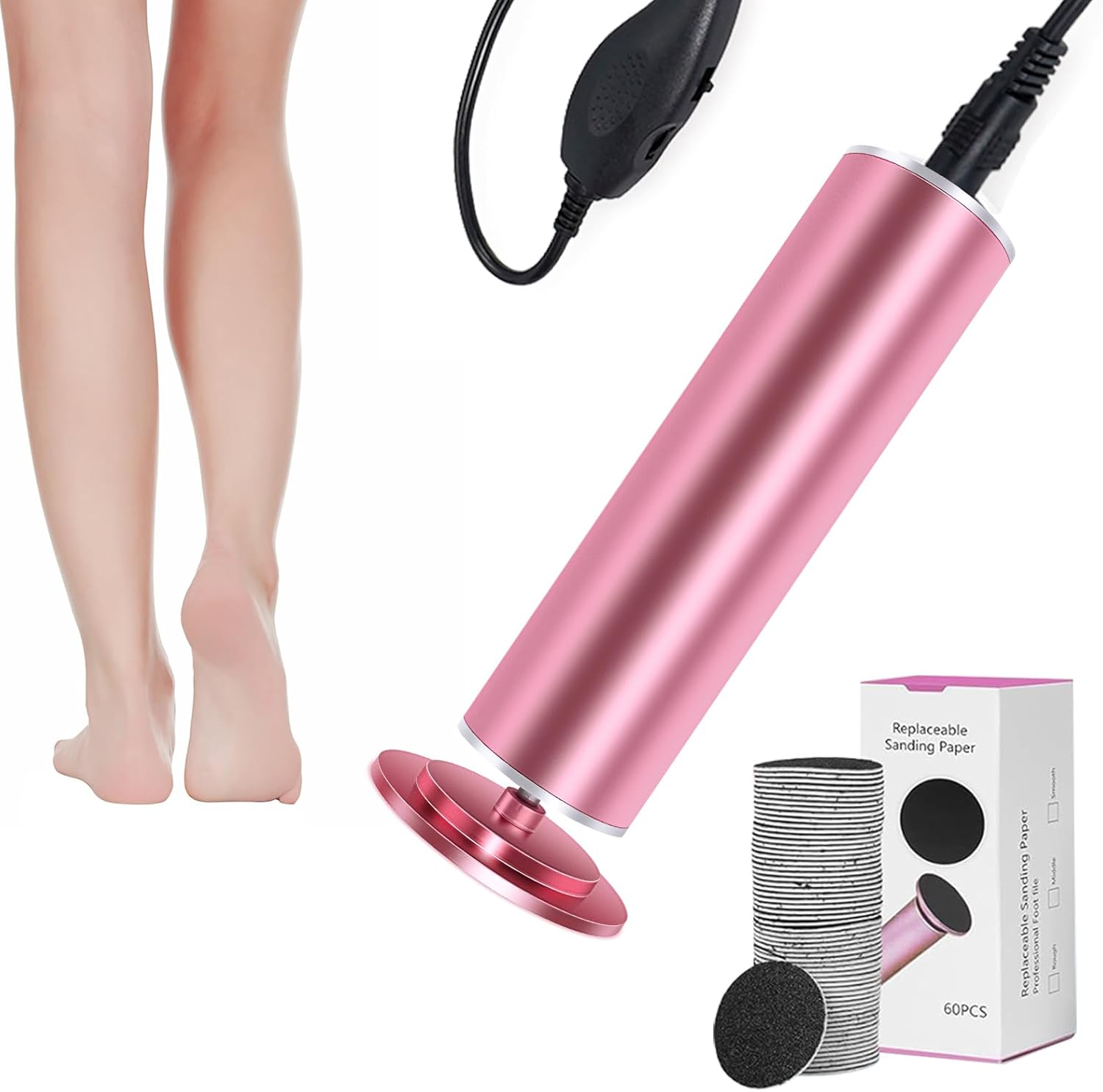 2025 Dermave Electric Foot Callus Remover for Feet, Professionalpedicure Tool Fordead Skin Removat, Best Electrie-Foot File for Women with 60 Sandpaper Discs for Soft Smooth Feet