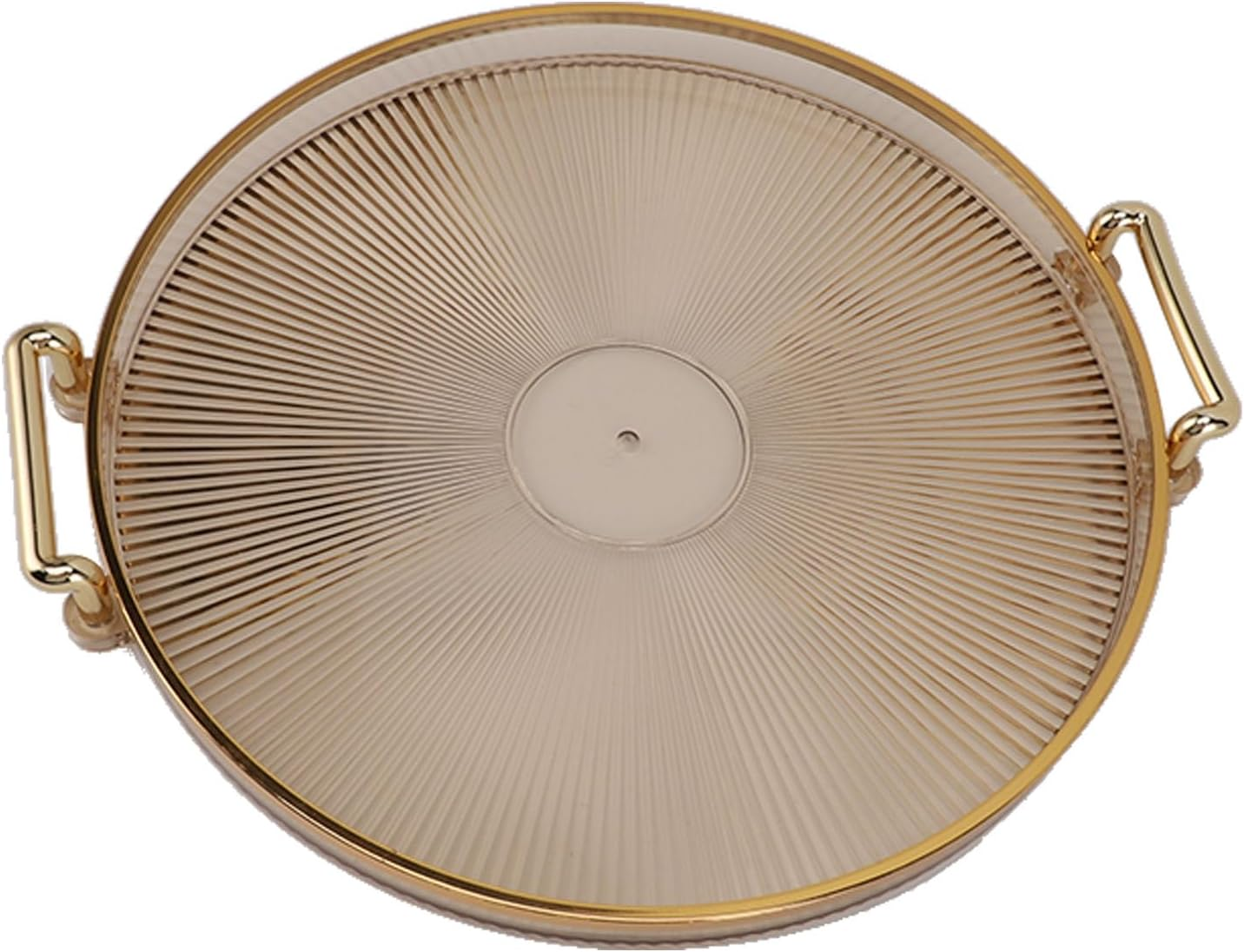 Round Serving Tray with Gold Handles, Elegant PS Material Snack & Dessert Platter for Eating and Entertainment, Easy Clean Surface (27Cm) - Smoky Gray image number 7