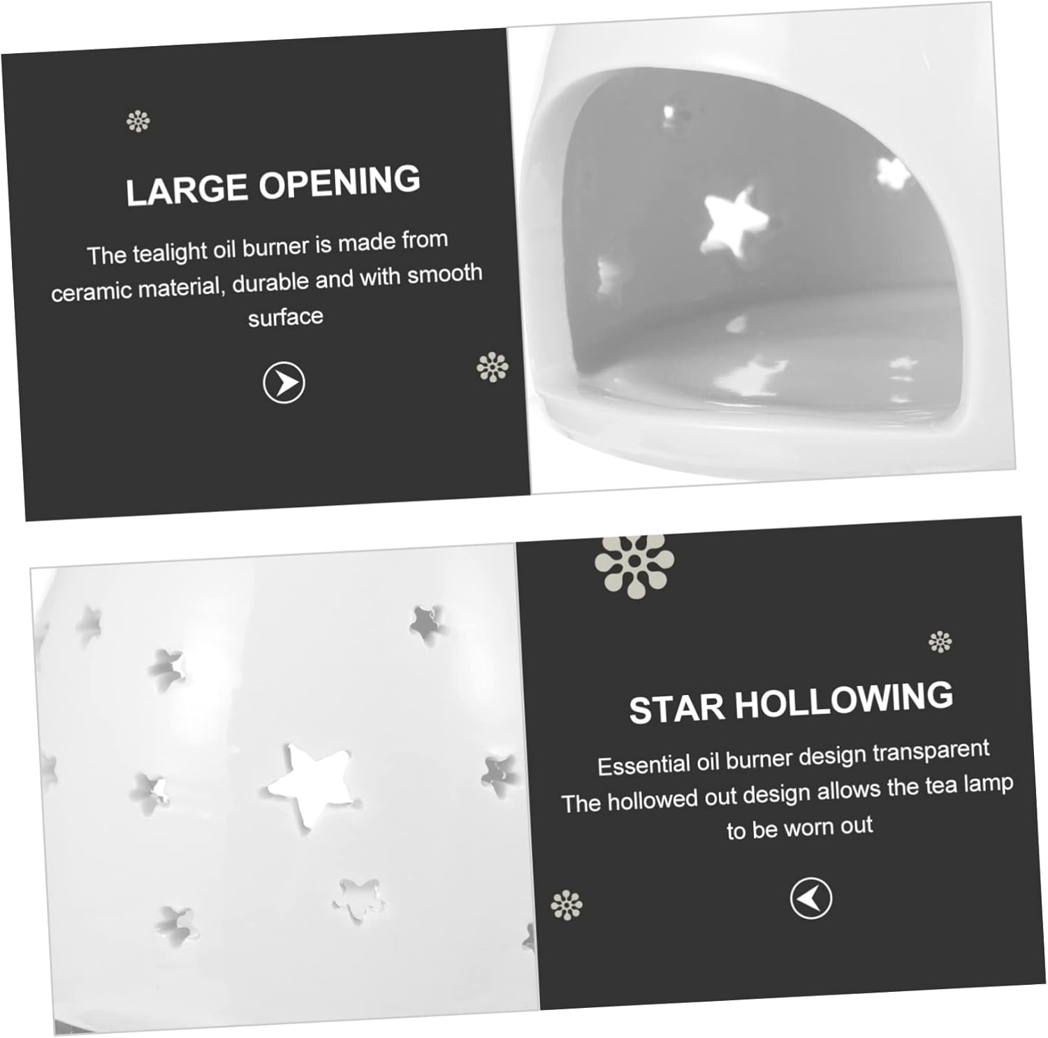 Ceramic Wax Melt Burner Small Tealight Candle Holder Hollow Incense Aroma Diffuser Creative Essential Oil Warmer for Home Decor image number 5