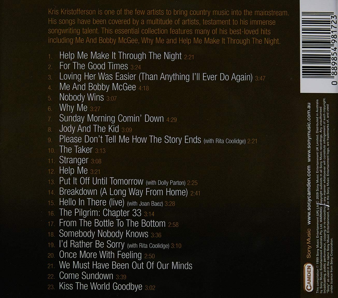 Very Best of Kris Kristofferson (Sony Gold Series) image number 1