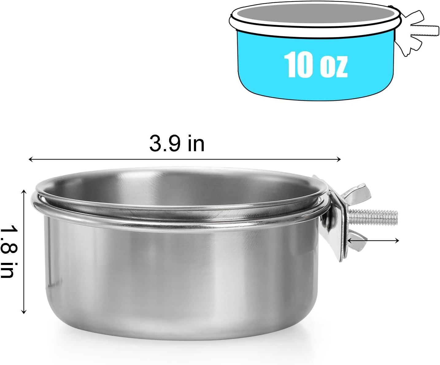 Okllen 4 Pack Bird Feeding Dish Cups, Detachable Stainless Steel Bird Food Bowls with Clamp, Bird Cage Feeder Hanging Pet Bowl for Chinchilla Parrot Cockatiel Conure Budgies Parakeet Small Animal image number 6