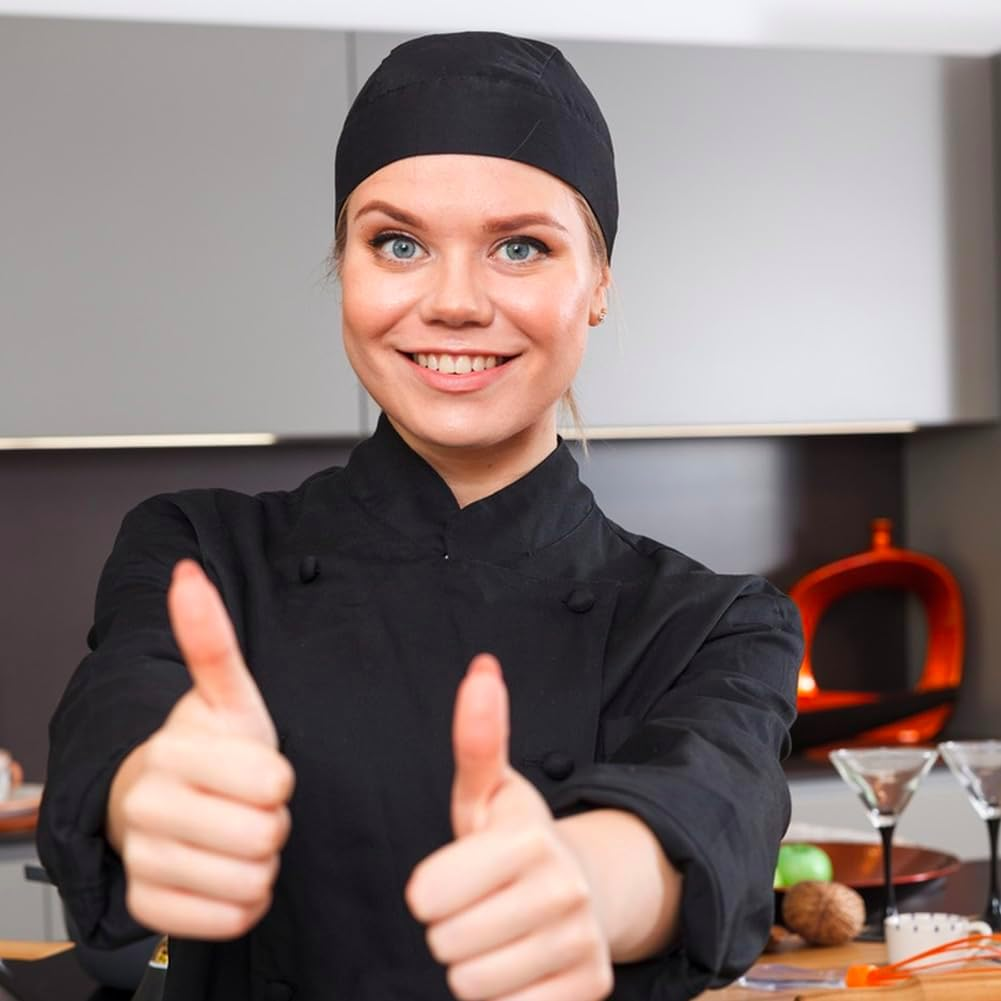 4 Pack Adjustable Tie Back Chef Cap - Breathable Cooking Kitchen Hat for Women & Men image number 2