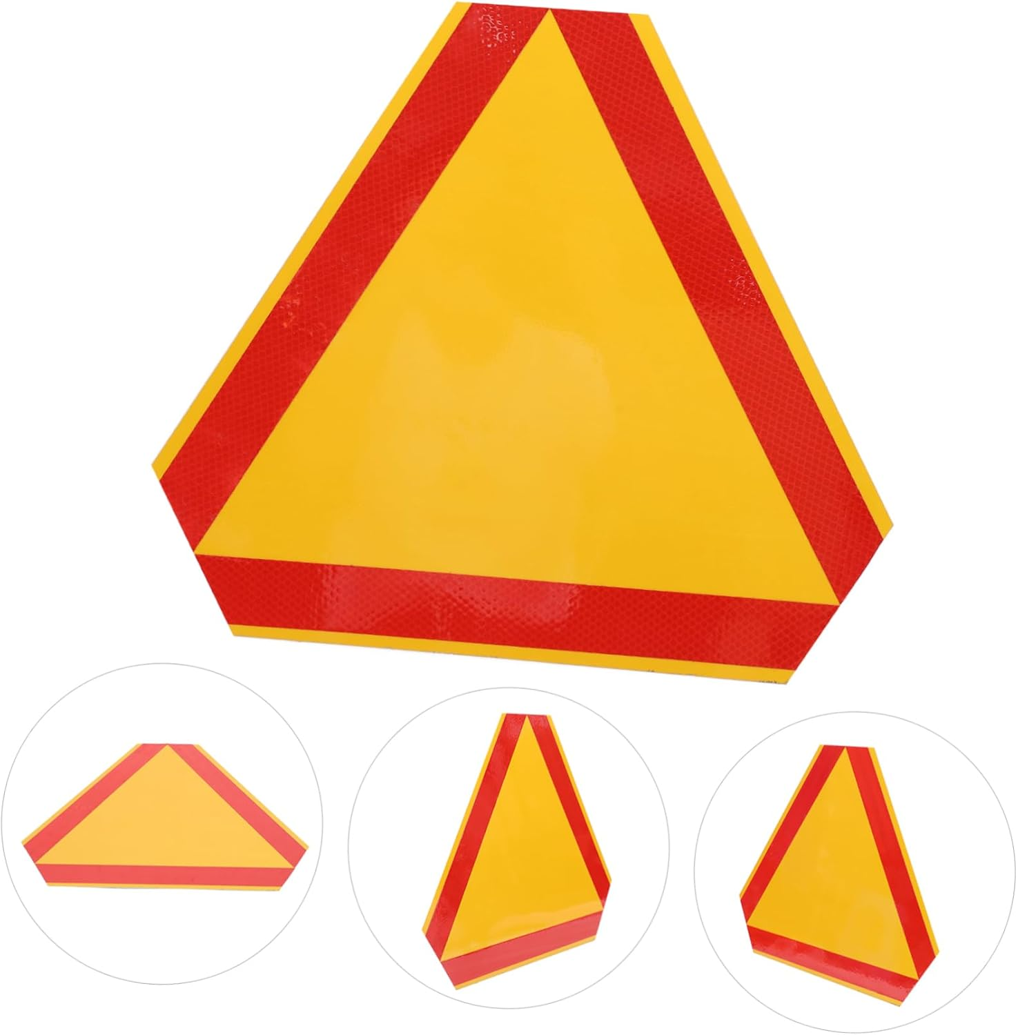 PRETYZOOM 2Pcs Reflective Triangle Vehicle Safety Signs Yellow Base and Red Border, 35Cm Aluminum Roadside Warning Triangles for Trucks and Low-Speed Vehicles image number 1