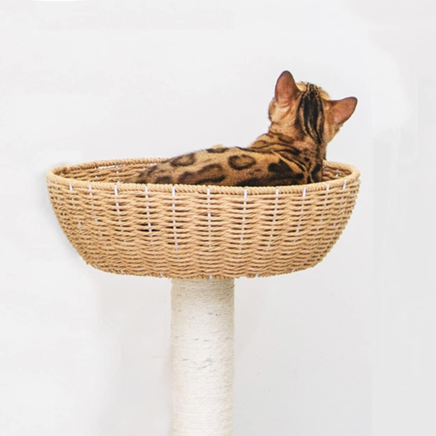 SHENGOCASE Cat Tree Tower with Rattan Wicker Basket, 3 Handwoven Large Nest Baskets Bed, Window Perch for Large Cats up to 20LBS