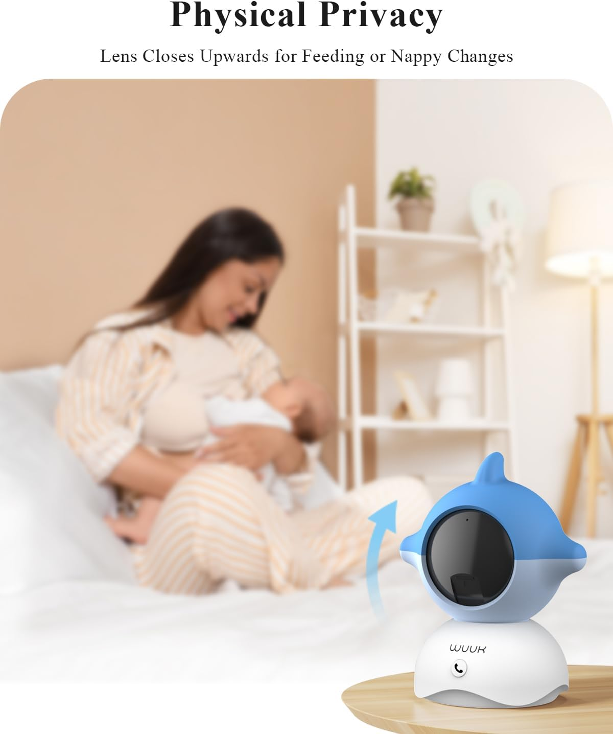 WUUK Video Baby Monitor, 5.5'' Baby Monitor with 360 PTZ Color Display, 135&deg; Wider Viewing Angle, Night Vision, 1000Ft Long Range, 2K Baby Camera with App, One-Touch Call, Lullabies (Blue) image number 3