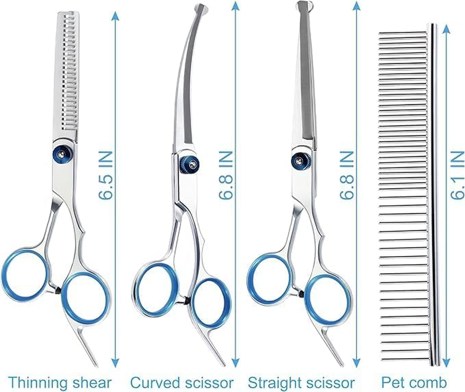 7 in 1 Premium Dog Grooming Scissors, Professional Dog Scissors for Grooming with Safety round Tips, Stainless Steel Thinning Shears, Dog Pet Cat Shears for Kit image number 5