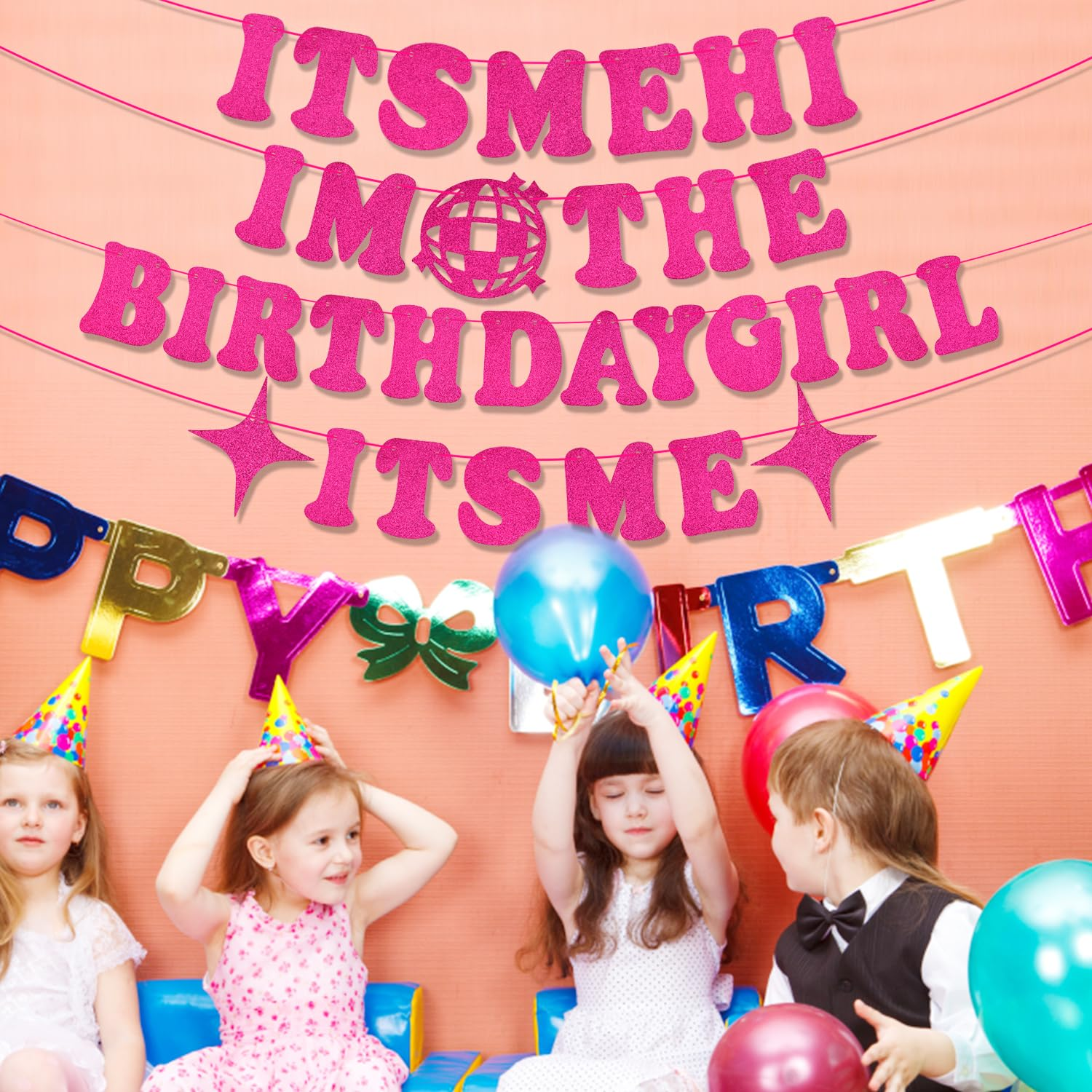 It'S Me Hi I'M the Birthday Girl It'S Me Banner, Funny Birthday Party Banner Singer Party Garland Decorations Glitter (Pink) image number 6