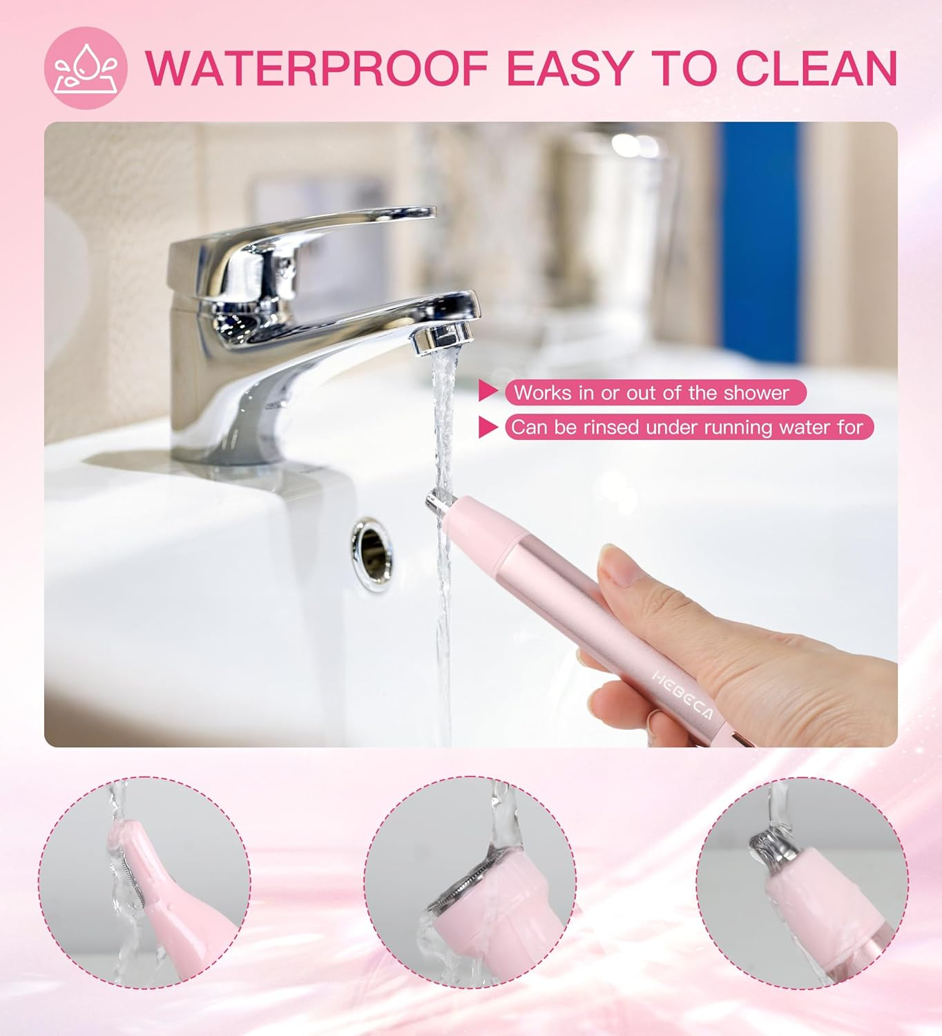 Nose Hair Trimmer for Women 3In1 Facial Hair Removal Trimmers with Storage Base - Waterproof, Portable USB Rechargeable with Travel Bag- Trims Nose, Ear, Eyebrow, Peach-Fuzz, Lips, Chin Face Hair image number 3