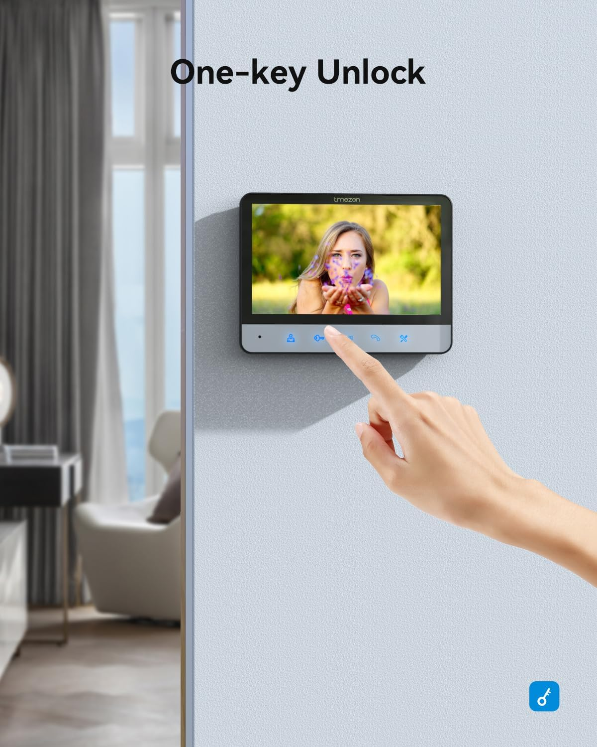 TMEZON Wired Video Intercom System, 7 Inches Video Doorbell Camera with Monitor, Wired Door Bell Support Monitor Unlock, Monitoring, Dual-Way Intercom for Villa Home Office Apartment image number 5