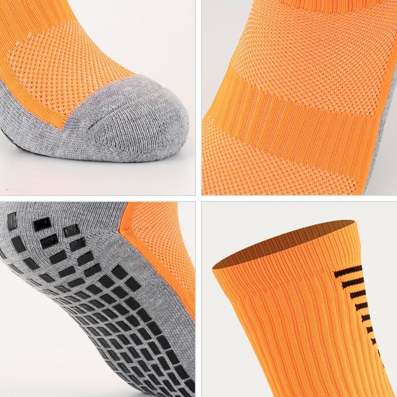 Men'S Sports Socks 3/5 Pairs of Men'S Mid Length Soccer Socks, Colored anti Slip and Grip Sports Soccer Basketball Socks image number 6