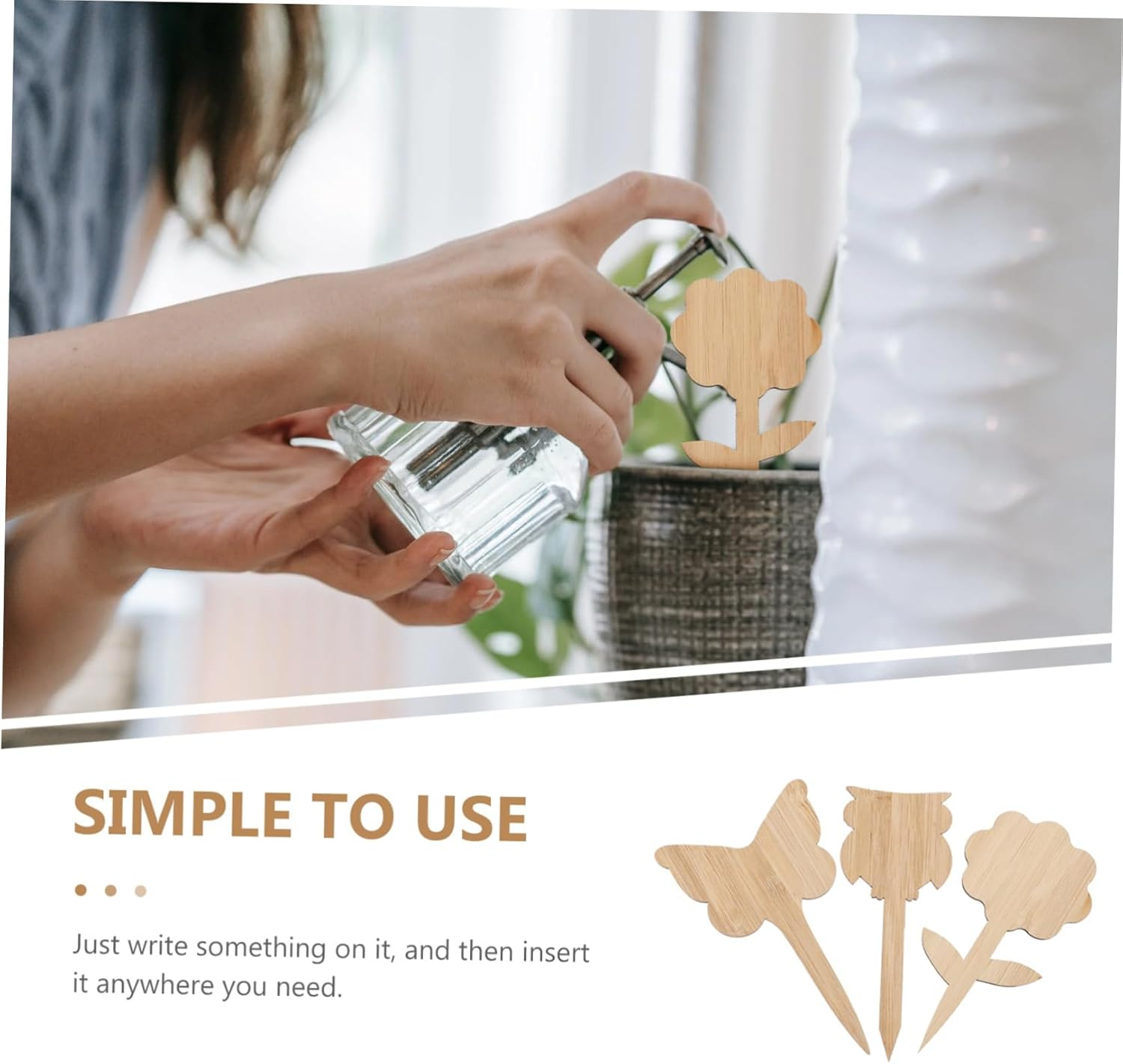 VANZACK 60Pcs Bamboo Plant Labels Double-Sided Distinguish Tags for Gardening Flower Pots and Herb Markers and Fade-Resistant Garden Supplies for Plant image number 5