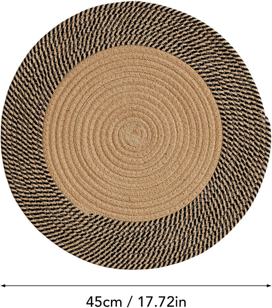 Jute Braided Rug, round Jute Rug, Hand Woven Reversible Fashionable Area Rug, Circle Carpet, Area Rug for Bedroom, Hallway, Living Room, Kitchen (Retro Color) image number 2