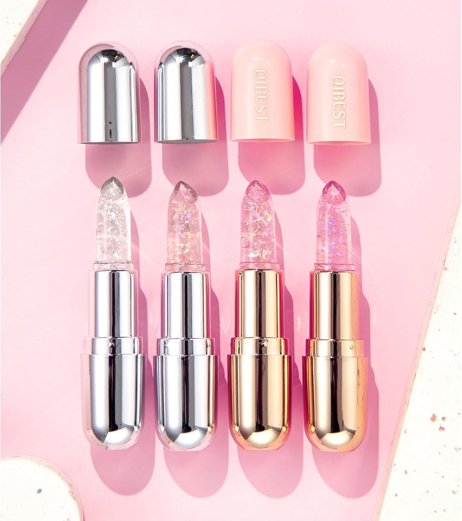 2Pcs Color Changing Moisturizing Lip Glow Oil Plumping Glimmer Glow Lipstick, Hydrating Lip Gloss Lip Balm Transparent Lip Care, Long Lasting Moisturizing (2, 01#+02#) image number 2