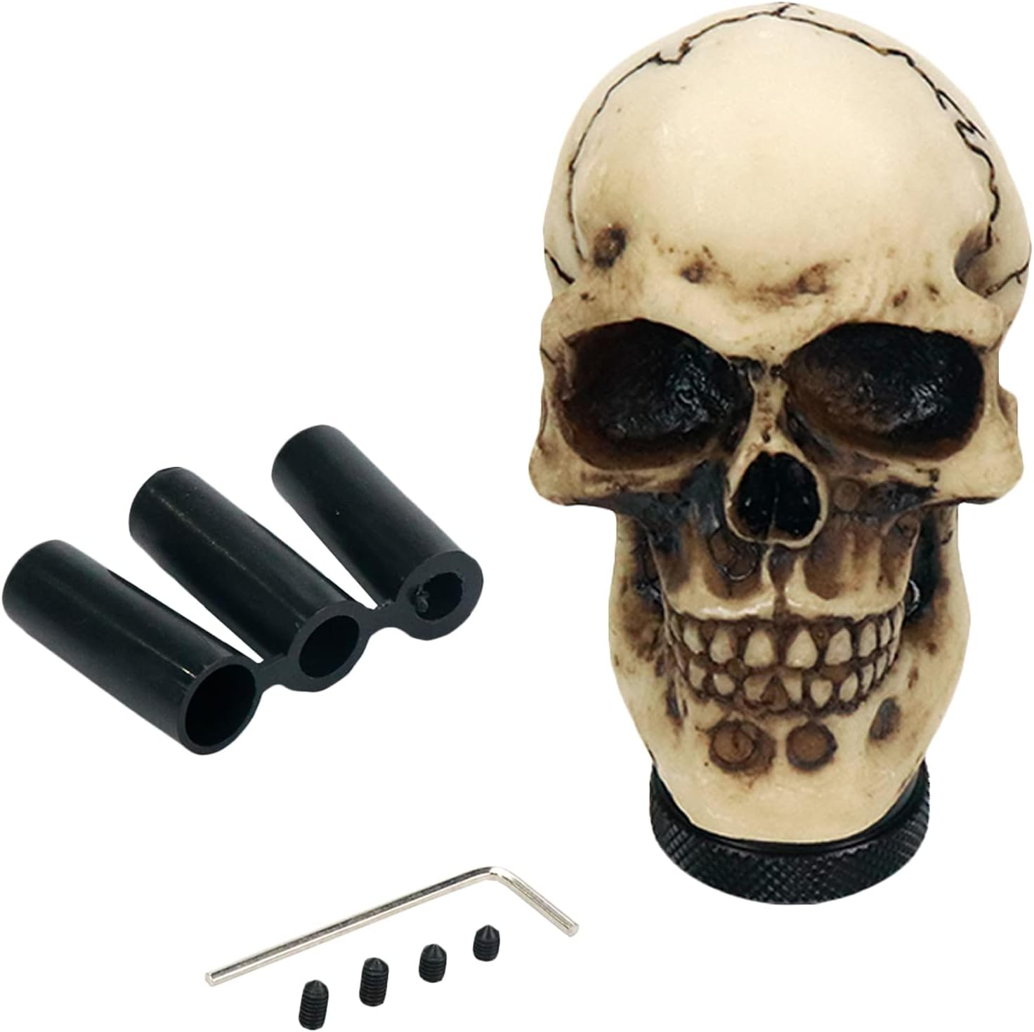 Modengzhe Resin Cap Skull Shpae Universal Type Gear Shift Knob Replacement Decor for Car Interior Modification (Red Cap)