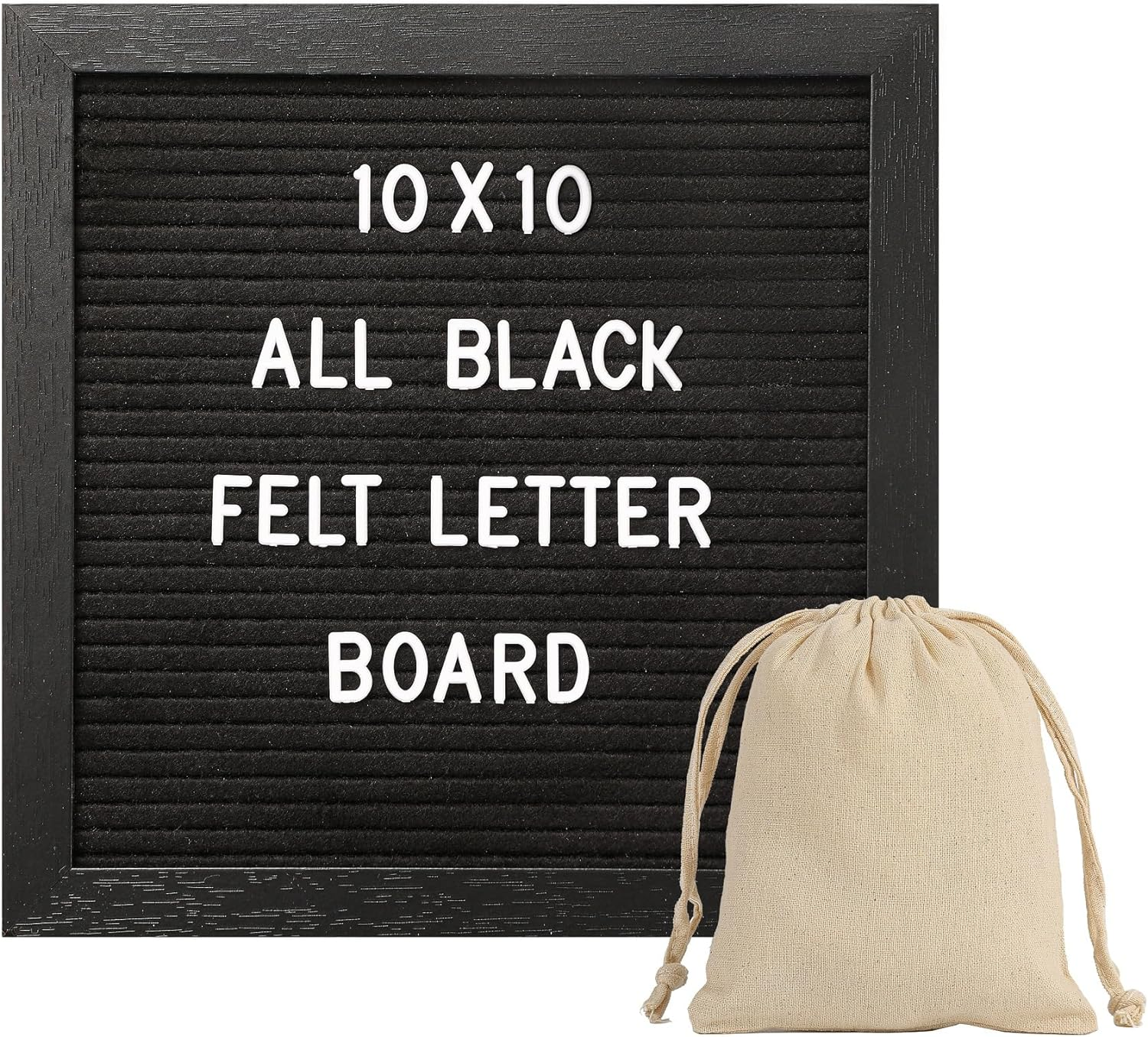 G GAMIT Black Felt Letter Board with 294 Changeable Letters&Numbers, 10&rdquo;X10&rdquo; Message Board Letter Sign Board in Black Frame with Stand and Canvas Bag for Announcement&Notification(Black)