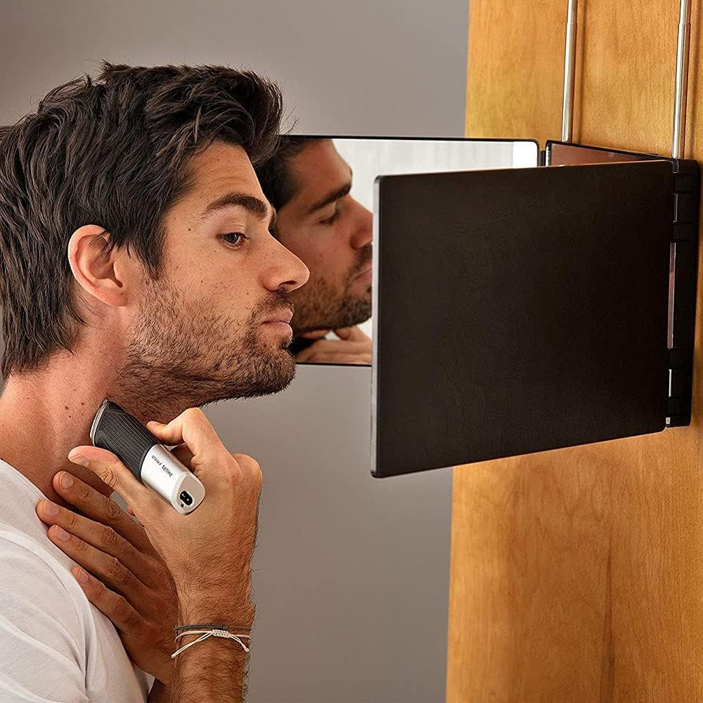 3 Way Mirror | Trifold Mirror for Self Hair Cutting and Styling | DIY Haircut Tool to Cut, Trim, or Shave Your Head and Neckline at Home | Adjustable, Portable, Hands-Free | Haircut Artifact image number 6