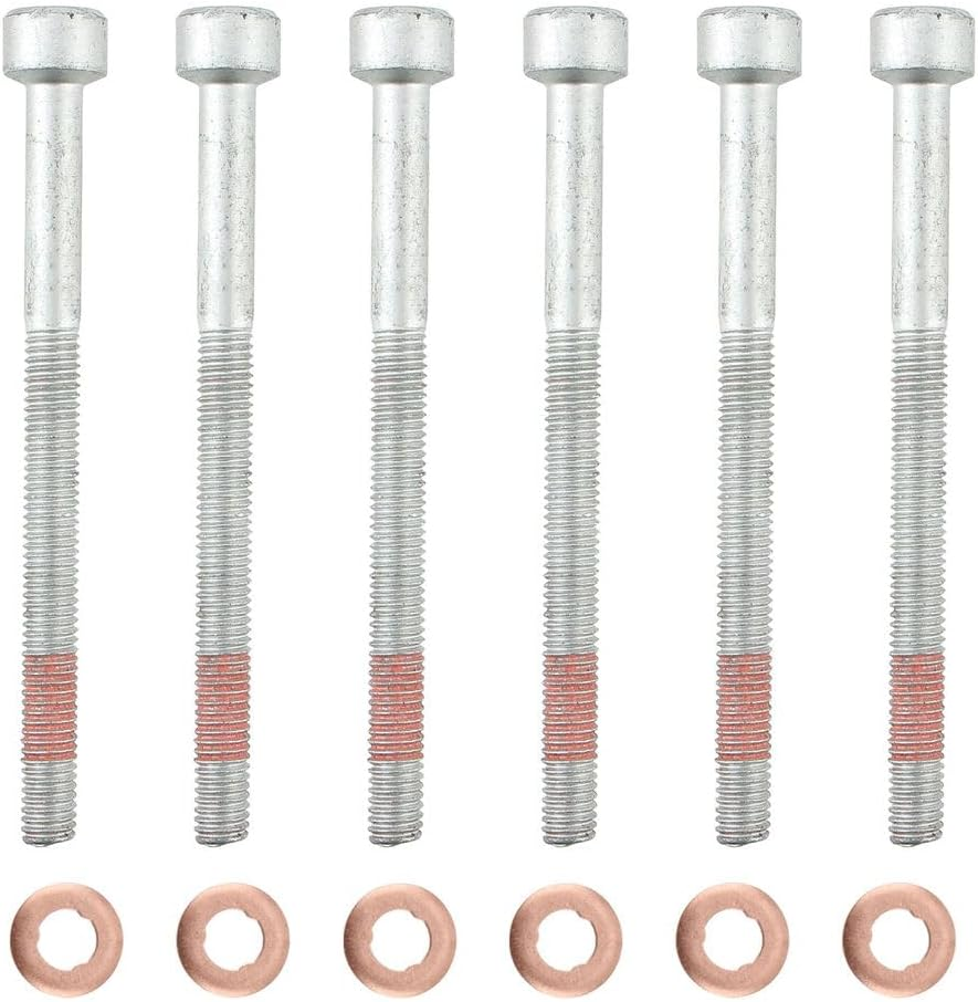 6X Fuel Injector Nozzle Seal Washer Bolt Kit for Mercedes 6110170060, 0009902907