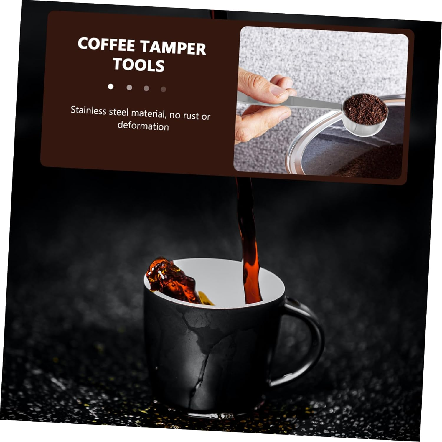 DONFAMDS 2Pcs Professional Espresso Coffee Press Accessories Tampers Bean Spoons Stainless Steel for Coffee Tea image number 1