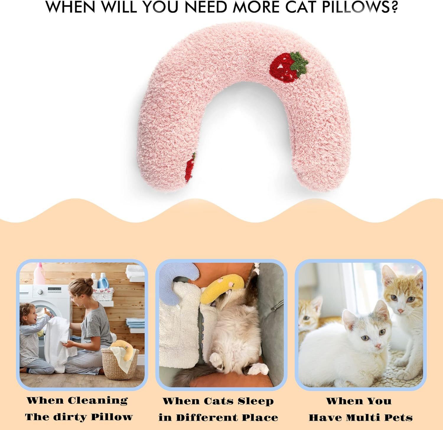 Cat Pillows for Indoor Cat and Small Dog, Calming Dog Pillows, Half Donut Dog Cutated Calming Pillow, Cozy Cat Bed Pillow Cute Rabbit Pillows (Pink) image number 6