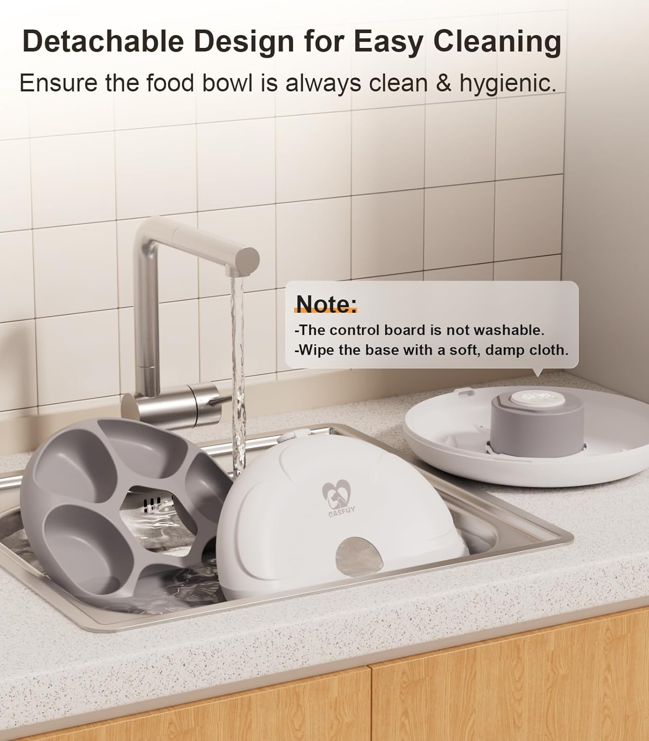 Casfuy Automatic Cat Feeder Cordless - Automatic Cat Food Dispenser for Wet Moist Food with 4 Ice Packs Rechargeable Auto Feeder for Cats Small Dogs with Programmable Timer Low Battery Indicator image number 5