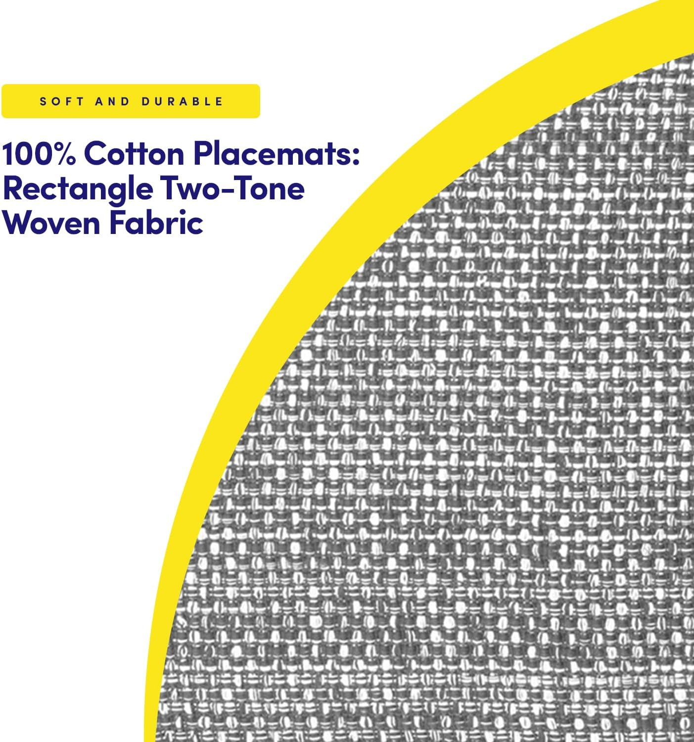 Sweet Home Collection 100% Cotton Placemats for Dining Room Rectangle Two Tone Woven Fabric 13" X 19" Soft Durable Table Mat Set, Set of 6, Gray image number 4