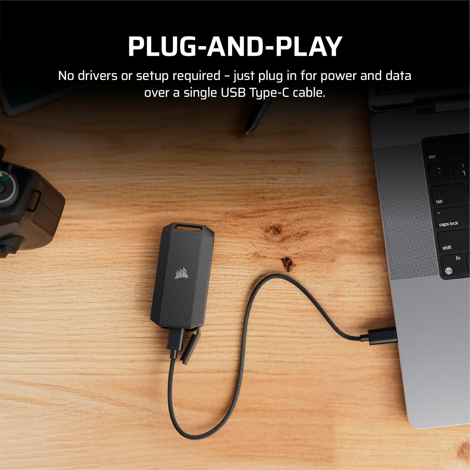 CORSAIR EX400U Survivor 1TB USB4 External SSD &ndash; up to 4000 Mb/S, IP55 Rugged Drive, Plug & Play for PC, Mac & Ipad &ndash; Black image number 1