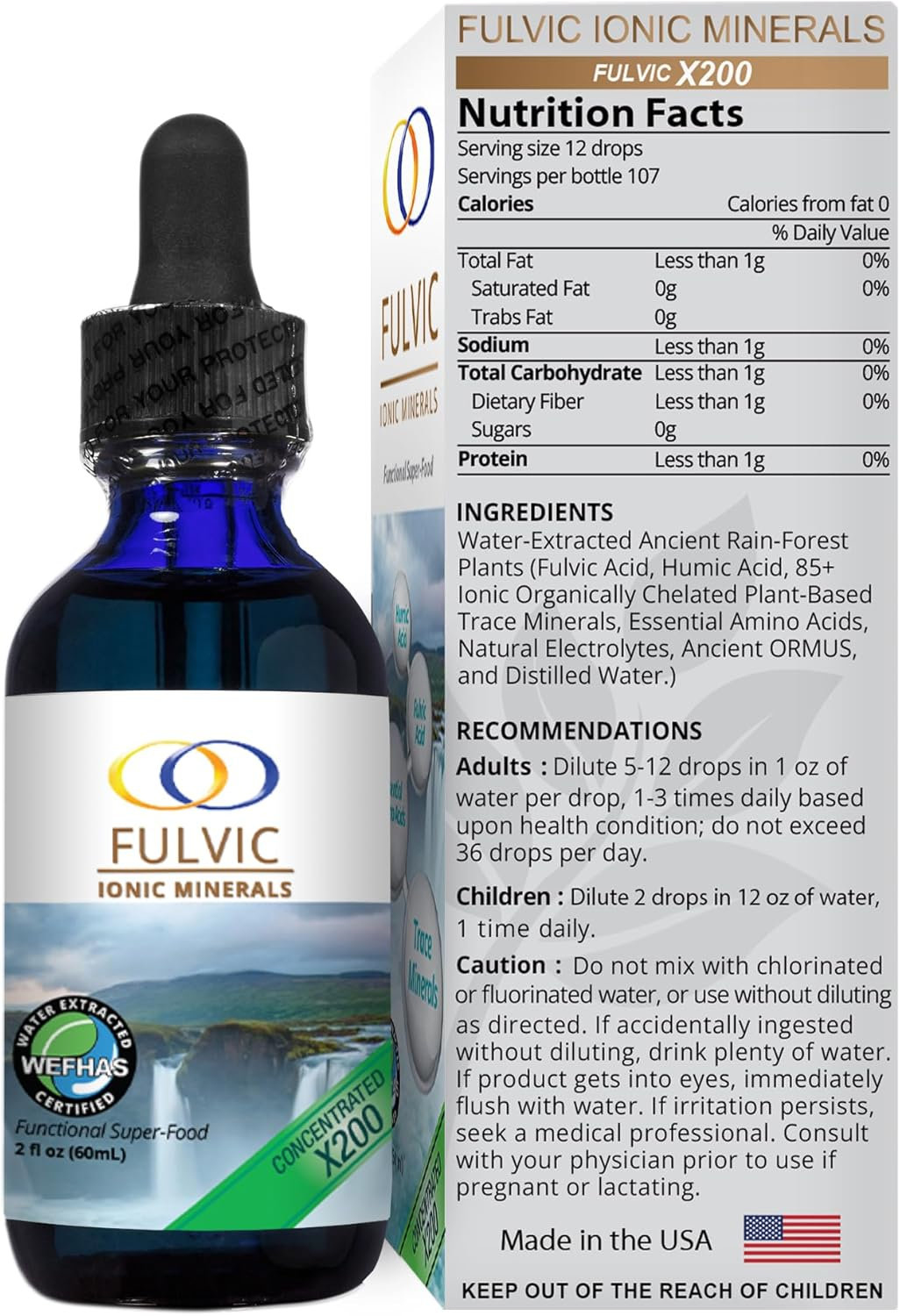 Optimally Organic Water Extracted Fulvic Ionic Acid X200 Concentration - 77 Plant Based Ionic Trace Minerals image number 4