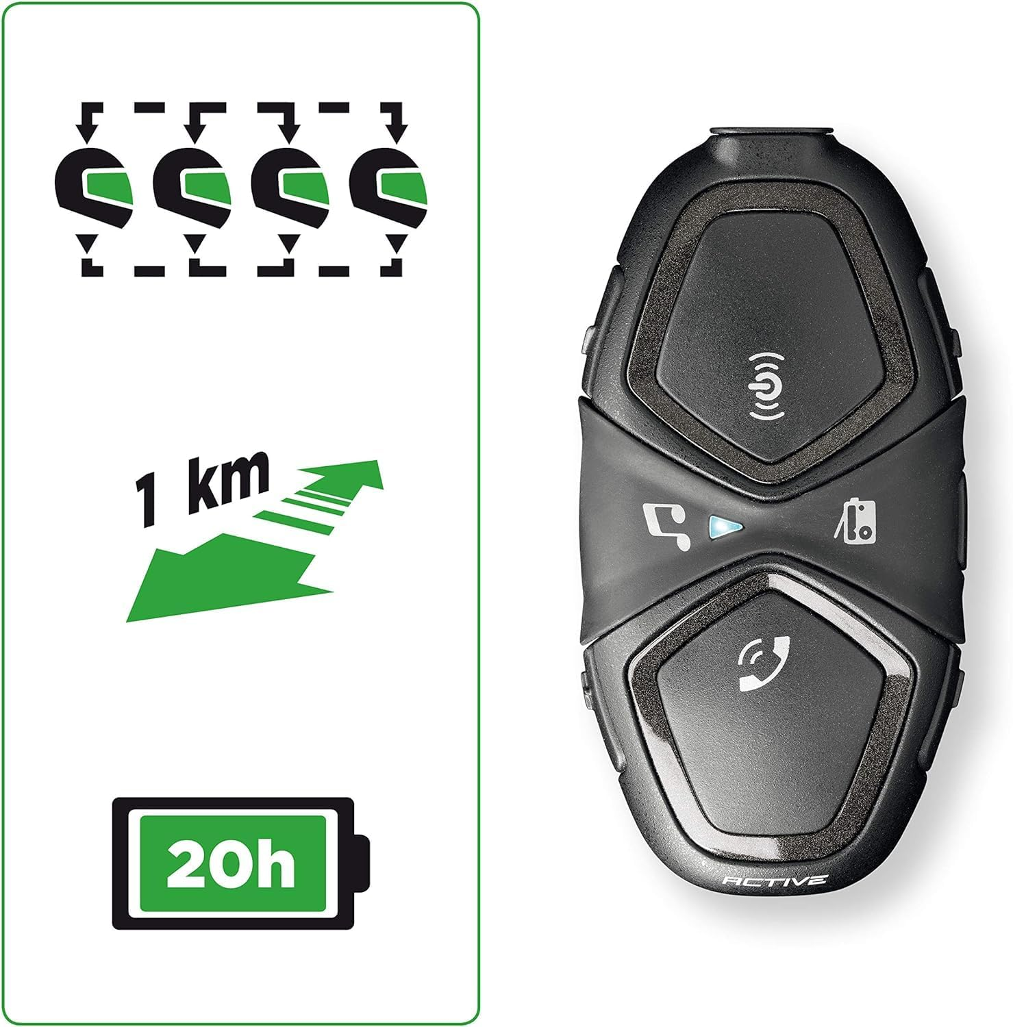 INTERPHONE Active HD Dual Intercom for Motorcycle Helmet High Playback 40Mm 4 Motorcyclists Distance Max 1Km Autonomy 15 Hours Radio GPS TFT Waterproof IPX67 image number 5