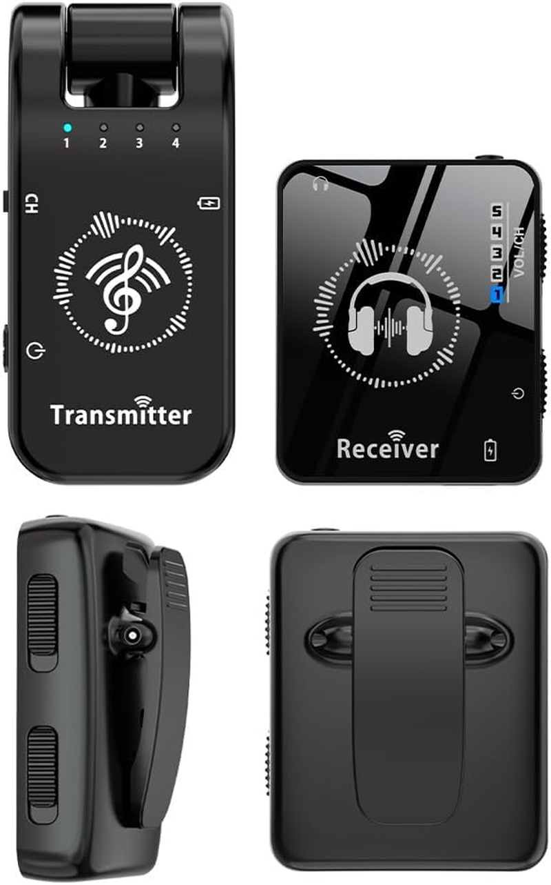 SENECESLI Rechargeable Wireless In-Ear Monitor System Low Latency 2.4Ghz In-Ear Monitor System Suitable for Studio Band Rehearsal Live Performance, 1 Transmitter 1 Receiver Package Included image number 4