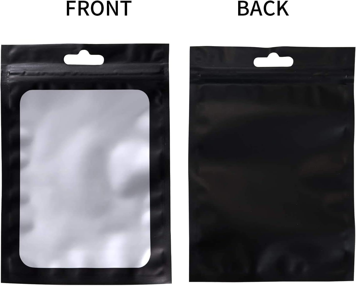 100Pcs Black Mylar Holographic Bags Packaging Bags,Clear Resealable Bag Foil Pouch Bag for Food Storage and Lipgloss,Jewelry,Eyelash Packaging for Small Business（16X24 Cm) image number 2