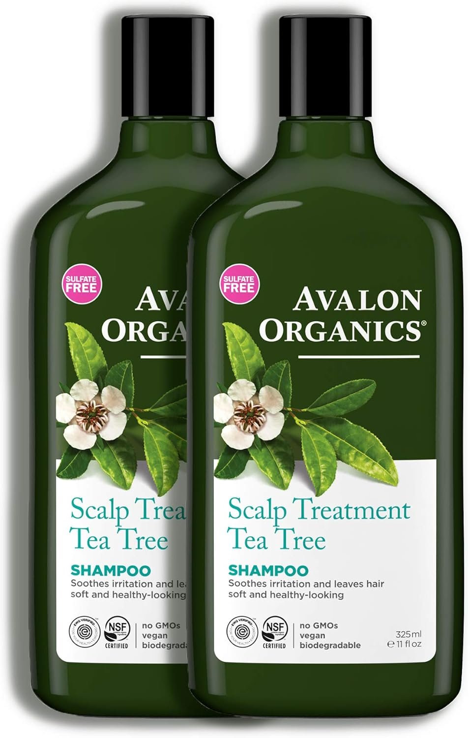 Avalon Organics Scalp Treatment Tea Tree Shampoo, 11 Oz. (Pack of 2)