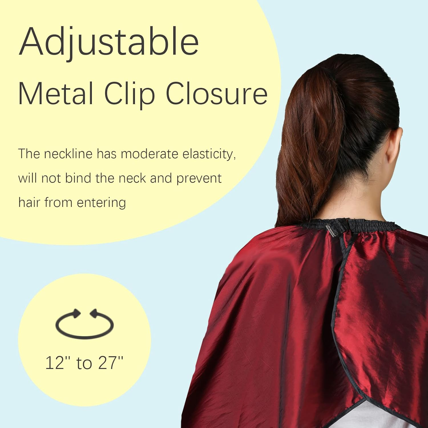 Professional Hair Salon Cape with Adjustable Metal Clip - Barber Shampoo Hair Cutting Cape for Stylists - 55 X 63 Inches (Wine Red)