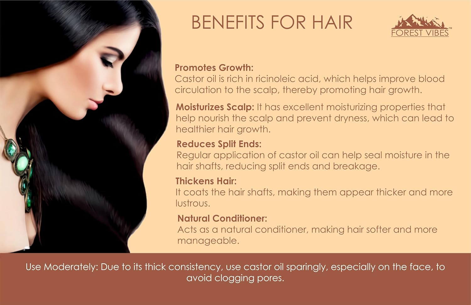 Forest Vibes Organic Castor Hair Oil | Growth, Stronger Hair, Beautiful Skin, Nails | Pure, Natural, Coldpressed | No Mineral Oil and Preservatives image number 3