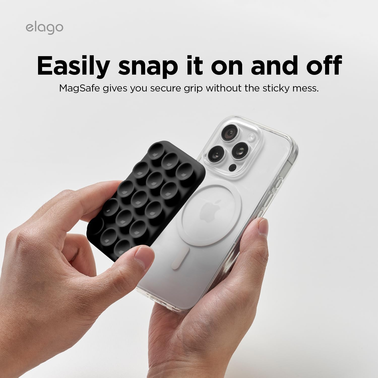 Elago Magnetic Suction Cup Phone Mount Compatible with Magsafe Case, Removable Silicone Sticky Grip Holder for Iphone, Hands-Free Selfies/Video for Tiktok&Instagram Influencer/Creator (Black) - Black image number 2