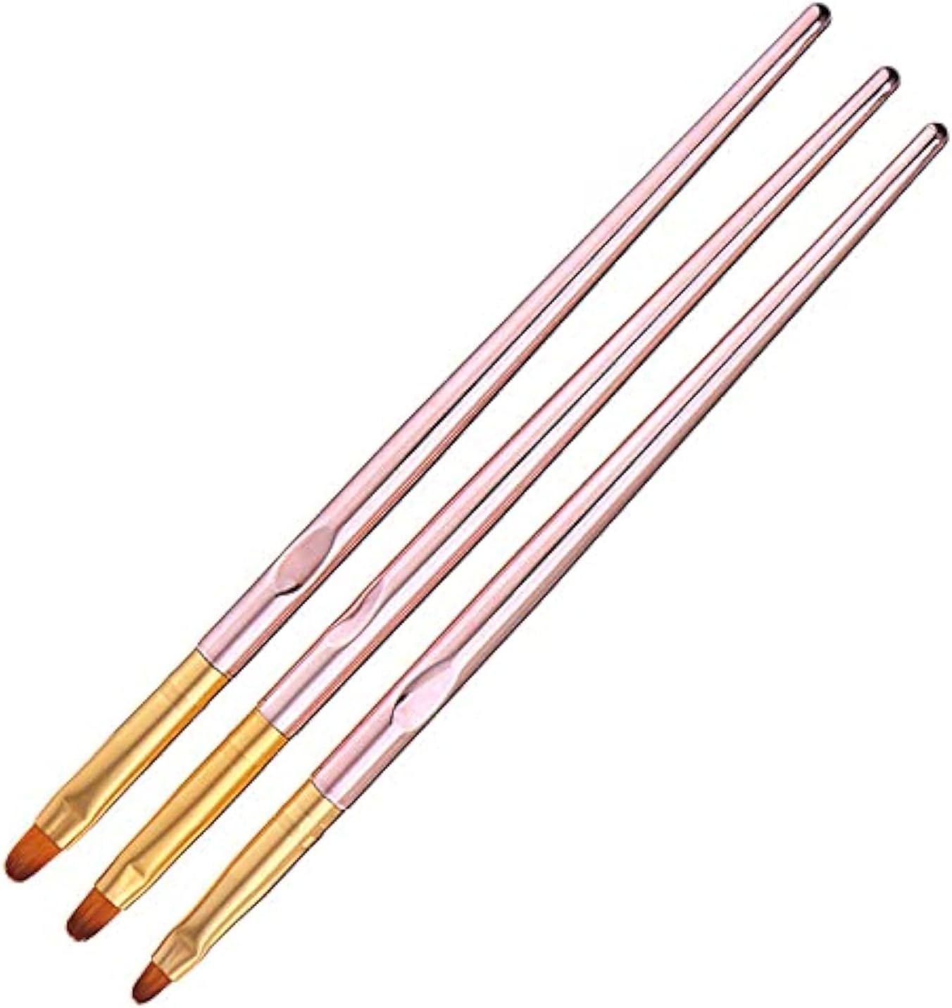 FULINJOY 3 Pcs Rose Gold round Nail Art Brush Set Nail Painting Brush Manicure Tool UV Gel 3D Nail Brush Pens(7Mm/8Mm/9Mm)
