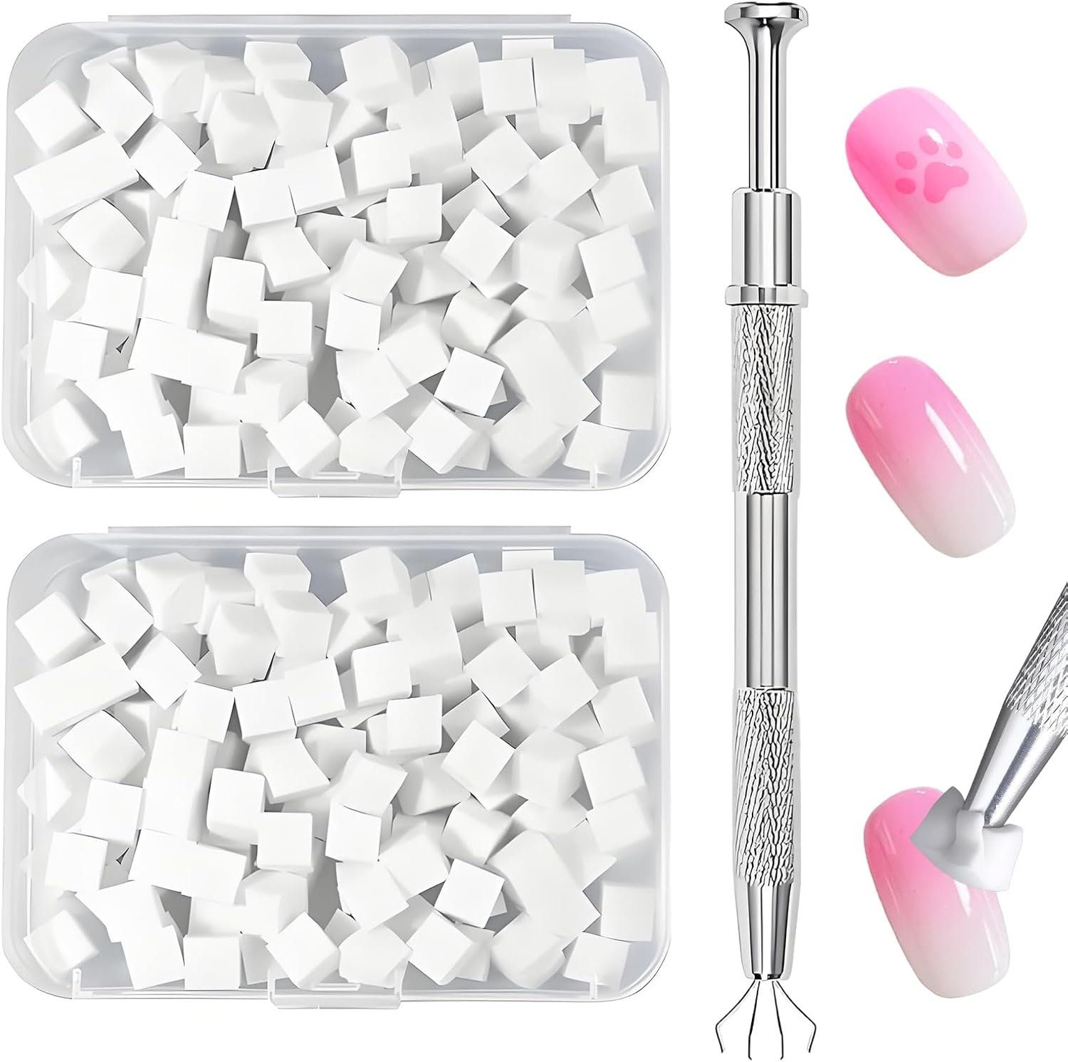 200 Pieces Nail Art Sponge Nail Sponge with Metal Pliers Nail Art Brush Accessories Nail Art Sponge Gradient Used to Create a Variety of Nail Art Patterns image number 3