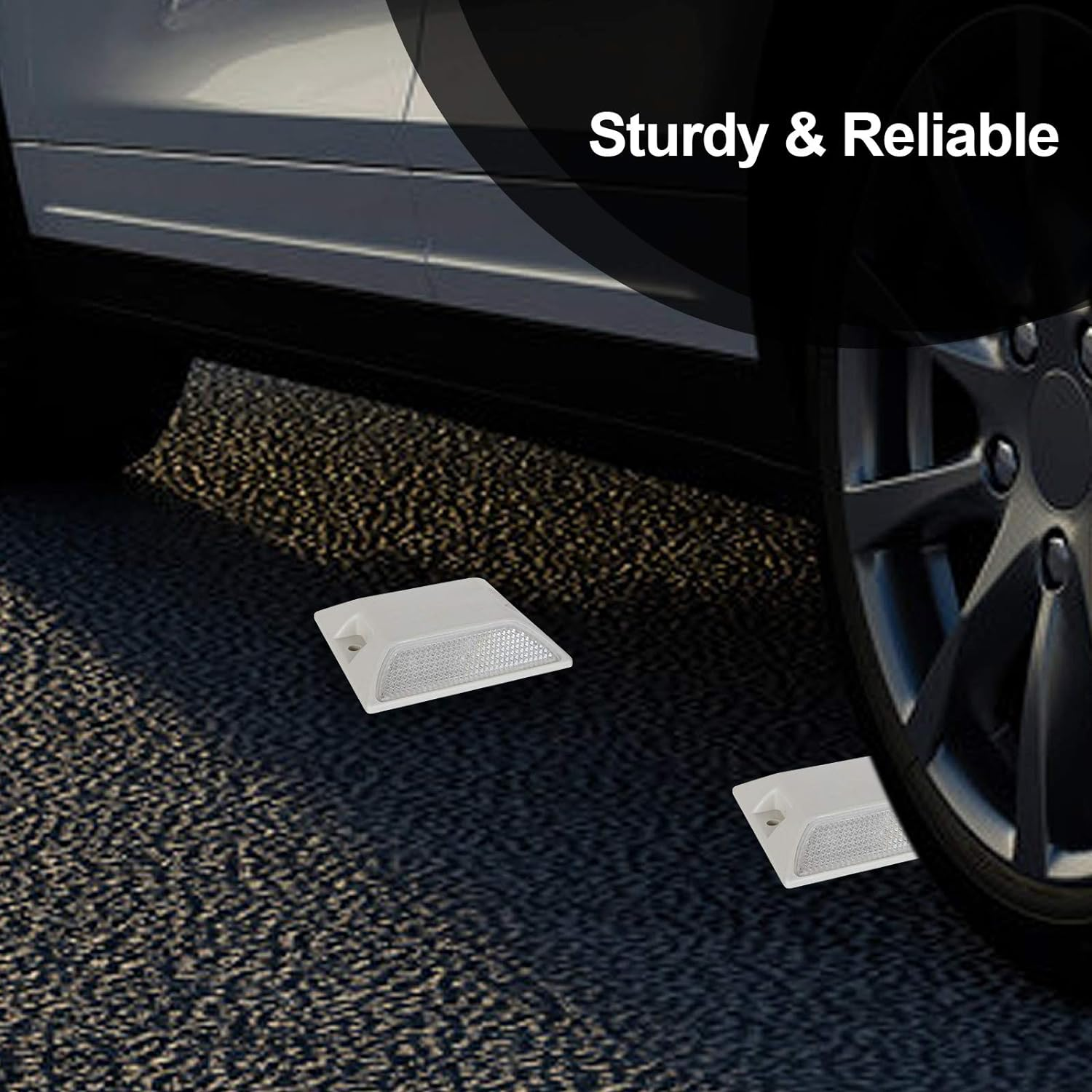 20Pack White Reflective Road Driveway Marker 3-3/4&rdquo;X 3-3/4&rdquo;Street Pavement & Asphalt Stud Markers, Great Reflecting for Speed Bumps, Sidewalks, Pedestrian Crossings, Freeways, Driveways image number 2