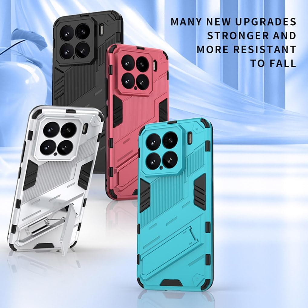 SEAHAI Case for Xiaomi 15 5G, [Military Shockproof Case] Ultra Thin Hard PC Soft TPU Protective Mobile Phone Case with Sturdy Foldable Stand - Black - Green image number 3