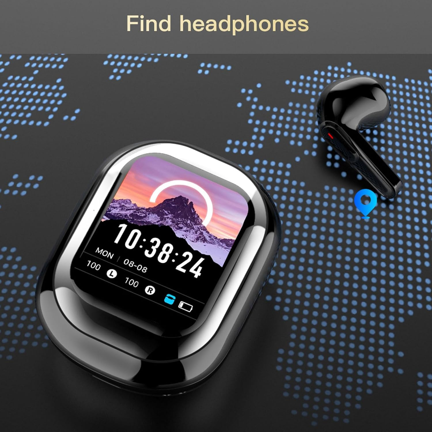 Luocute BT Headphones, 50H Playback Lightweight in Ear Earbuds with Smart Screen Charging Case, Noise Cancelling, 17 Functions, Real Time Notification for Study Work Life image number 2