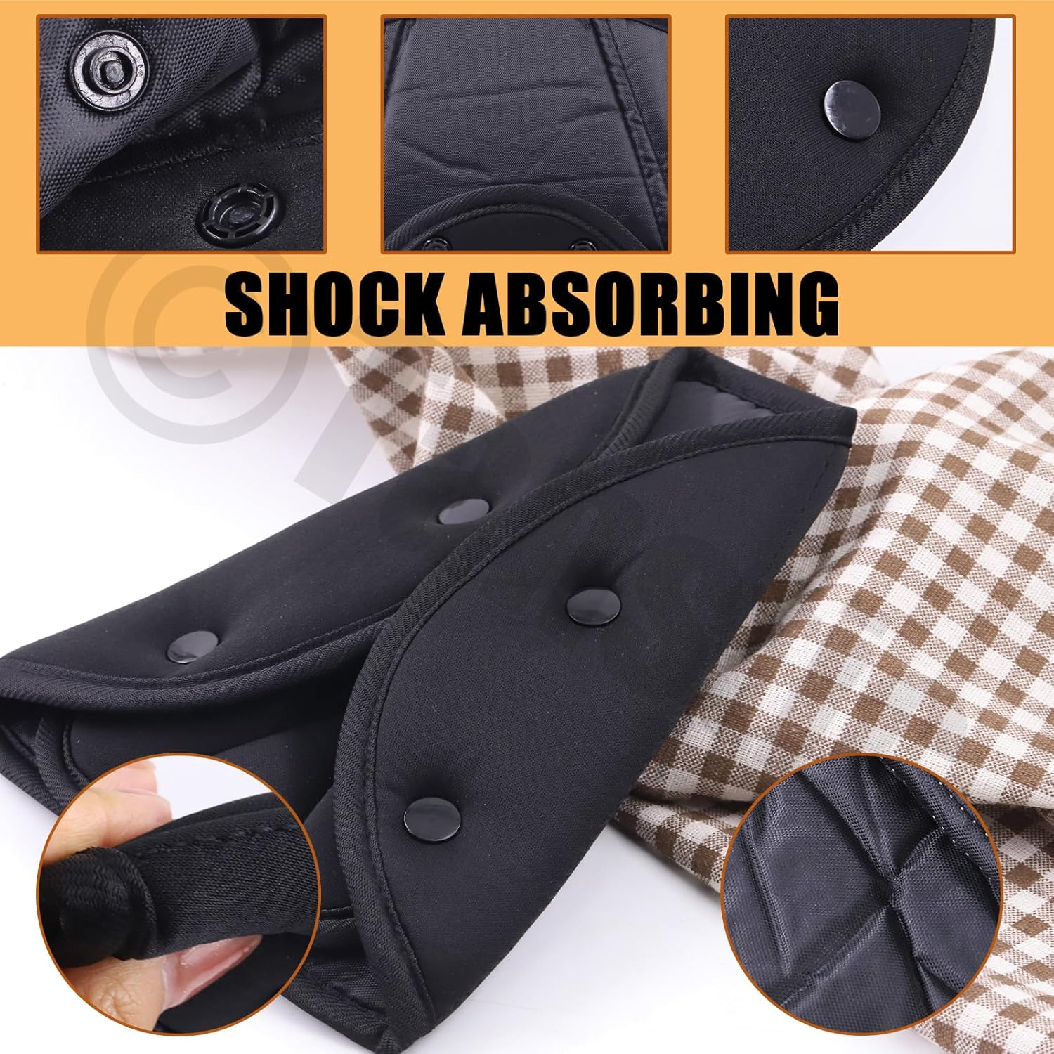 Tanstic 2Pcs Black Seat Belt Adjuster, Car Safety Cover Strap Adjuster Pad Harness, Safety Strap Triangle Positioner Car Seat Strap Pads, Neck Pillow Adjuster for Shoulder Neck