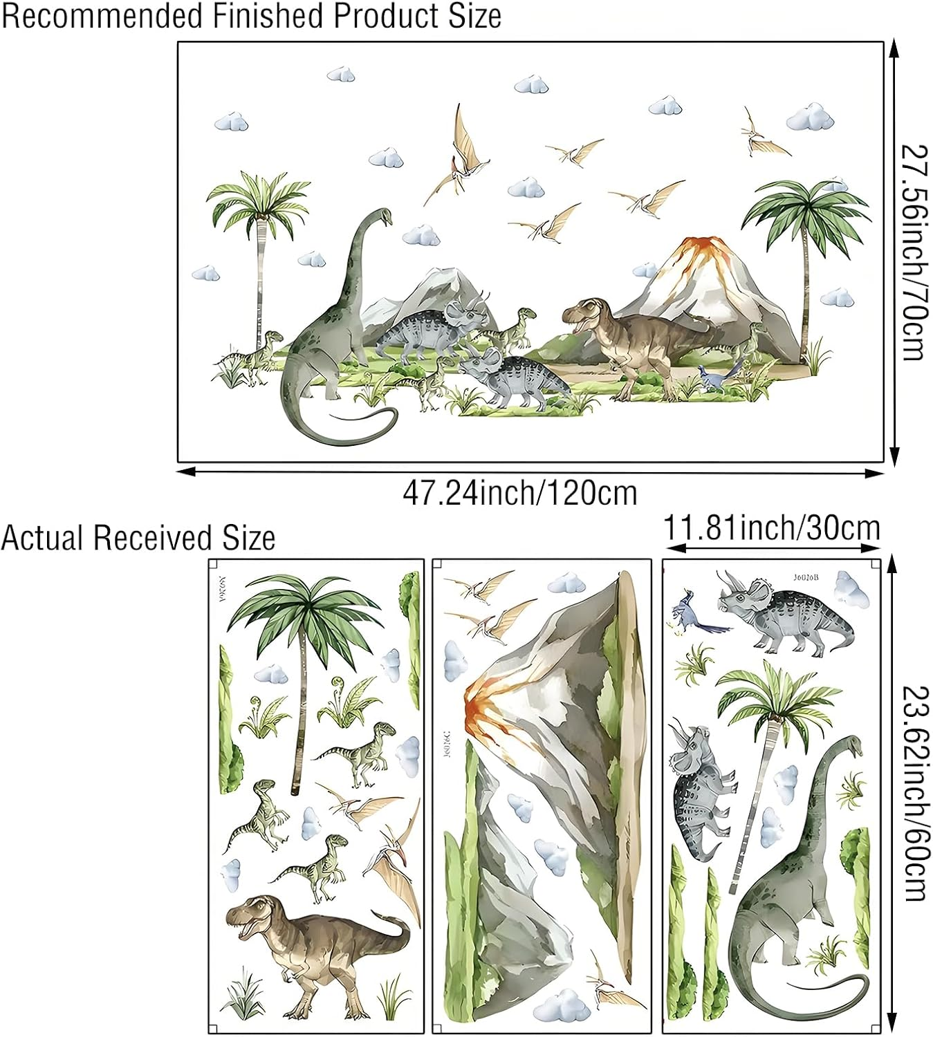 ZHIGOU Large Dinosaur Wall Sticker - Watercolor Tropical Palm Tree Wall Sticker Plant Peel off Wall Sticker - Nursery Kids Bedroom Playroom Baby Nursery Decor