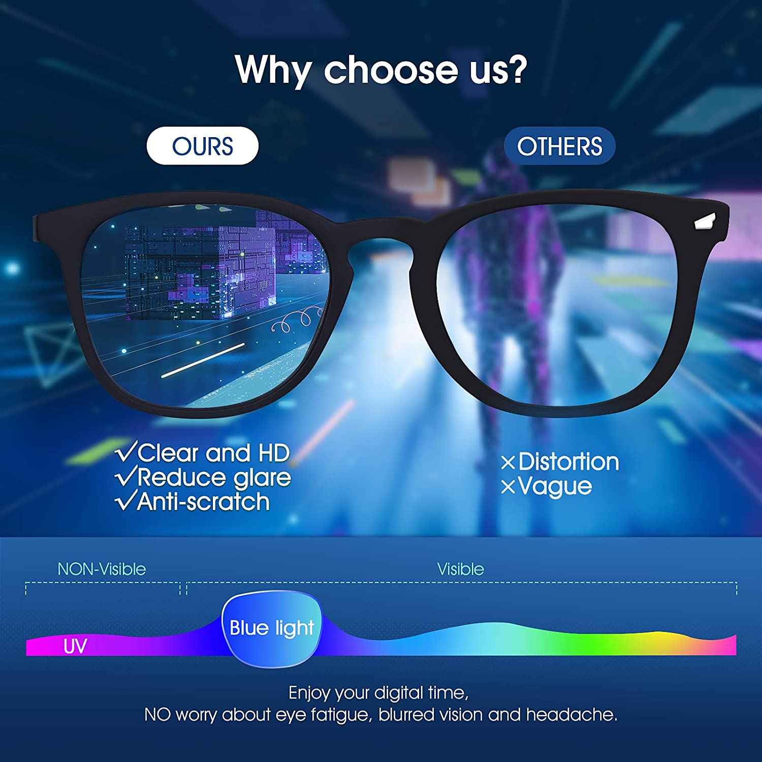 Duduma Blue Light Glasses UV Filter Blue Light Blocking Glasses for Men Women Gaming Glasses anti Glare for PC Laptop Computer Eyewear (6918 Black) image number 3