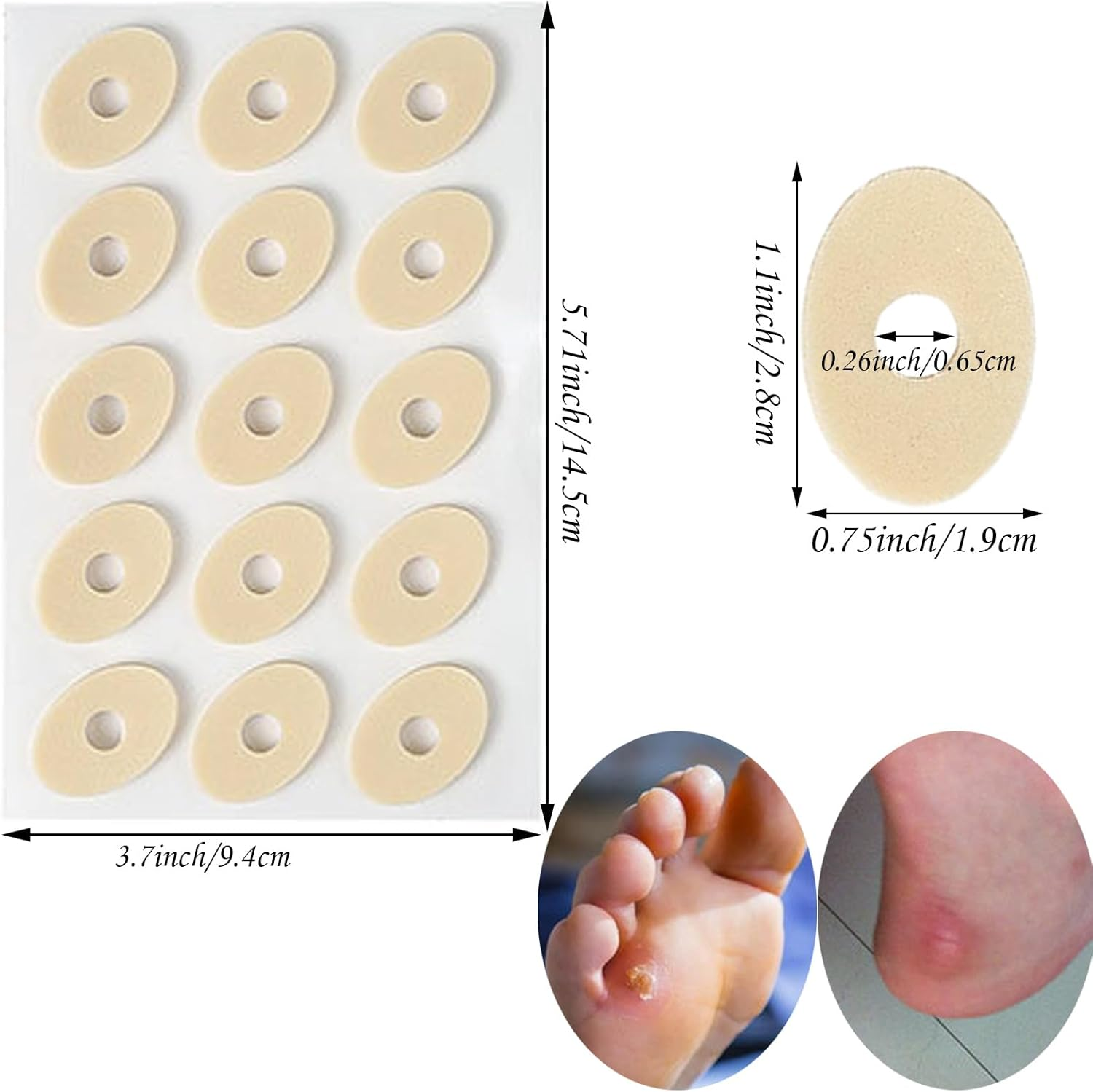 ZHIGOU 150 Pieces Corn Cushions,Soft Latex Foam Self Adhesive Callus Pads Corn Pad anti Friction Reduce Foot and Heel Pain,Suitable for Men and Women'S Feet,Toes,Heels Corn Pads for Feet(Small Oval) image number 5