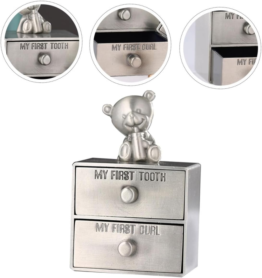 Minkissy Teeth Box Metal Tooth Holder Adorable Keepsake Box Storage Container Boys and Girls Girl image number 2