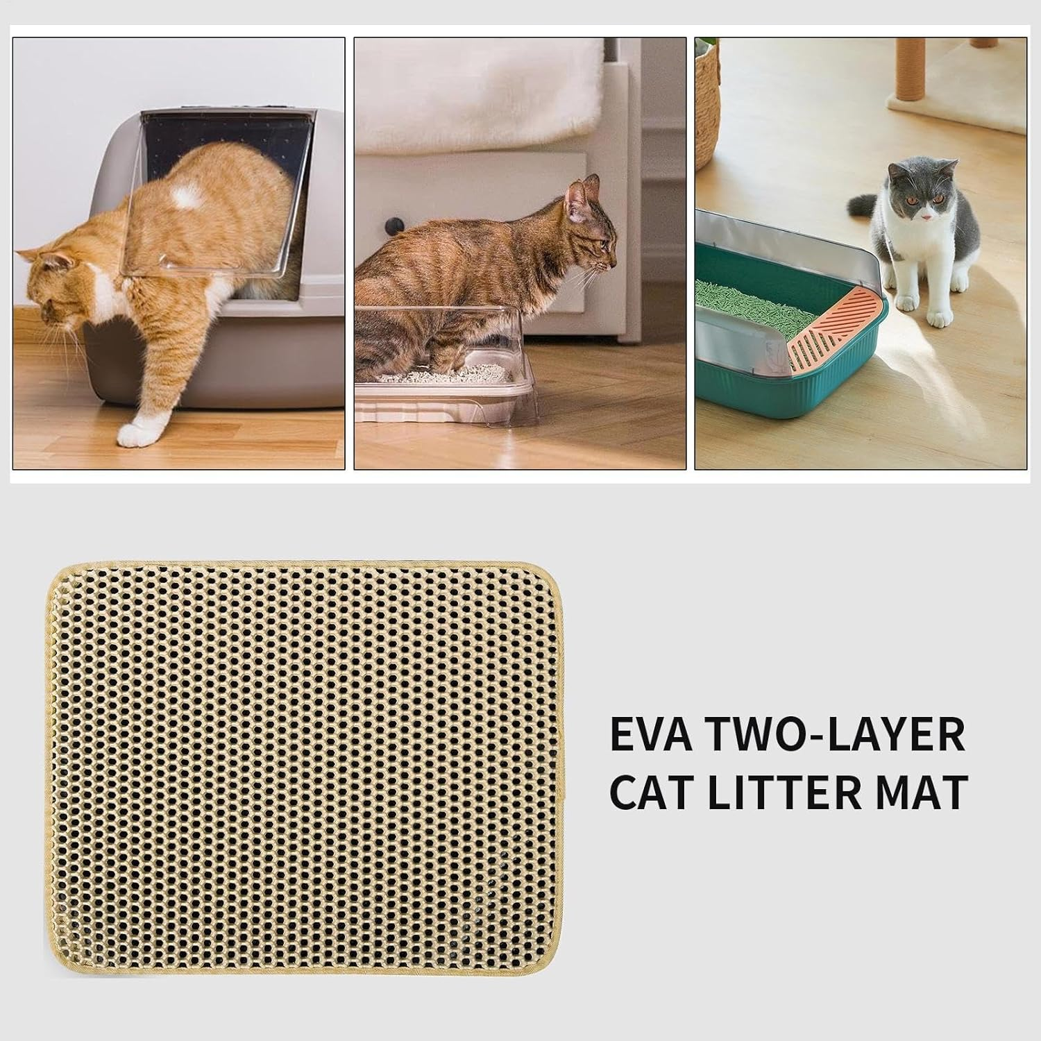 Extra Large Litter Mat | EVA Kitten Litter Box Mat - Double-Layer Pet Cat Waste Catching Pad for Home Kitchen Bedroom Living Room Yard image number 6